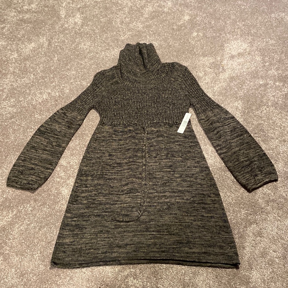 New Directions Marled Brown Black Turtleneck Sweater Dress Long Sleeve SIZE PL